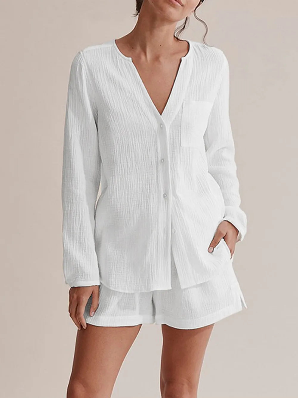 The Renée Long Sleeve Top and Shorts Set
