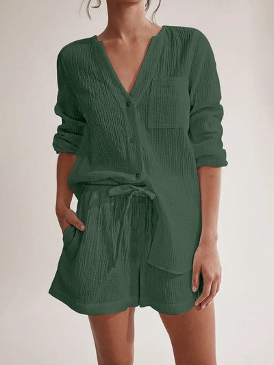 The Renée Long Sleeve Top and Shorts Set