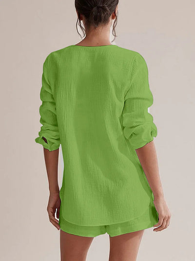 The Renée Long Sleeve Top and Shorts Set