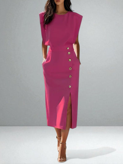 The Noemi Side-Slit Button Dress
