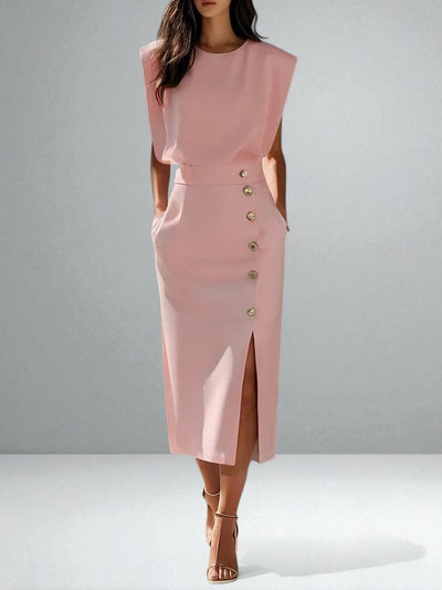 The Noemi Side-Slit Button Dress