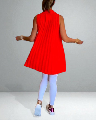 The Elise Sleeveless Ruffle Top with Lapels