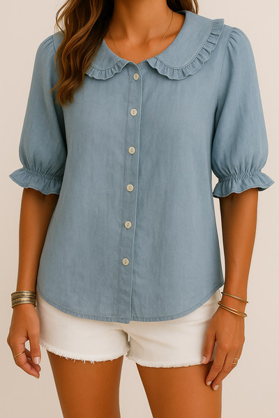 The Clara Ruffle Collar Shirt