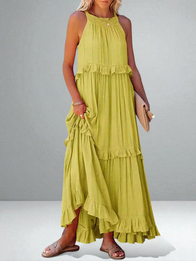 The Emilia Halter Ruffle Maxi Dress
