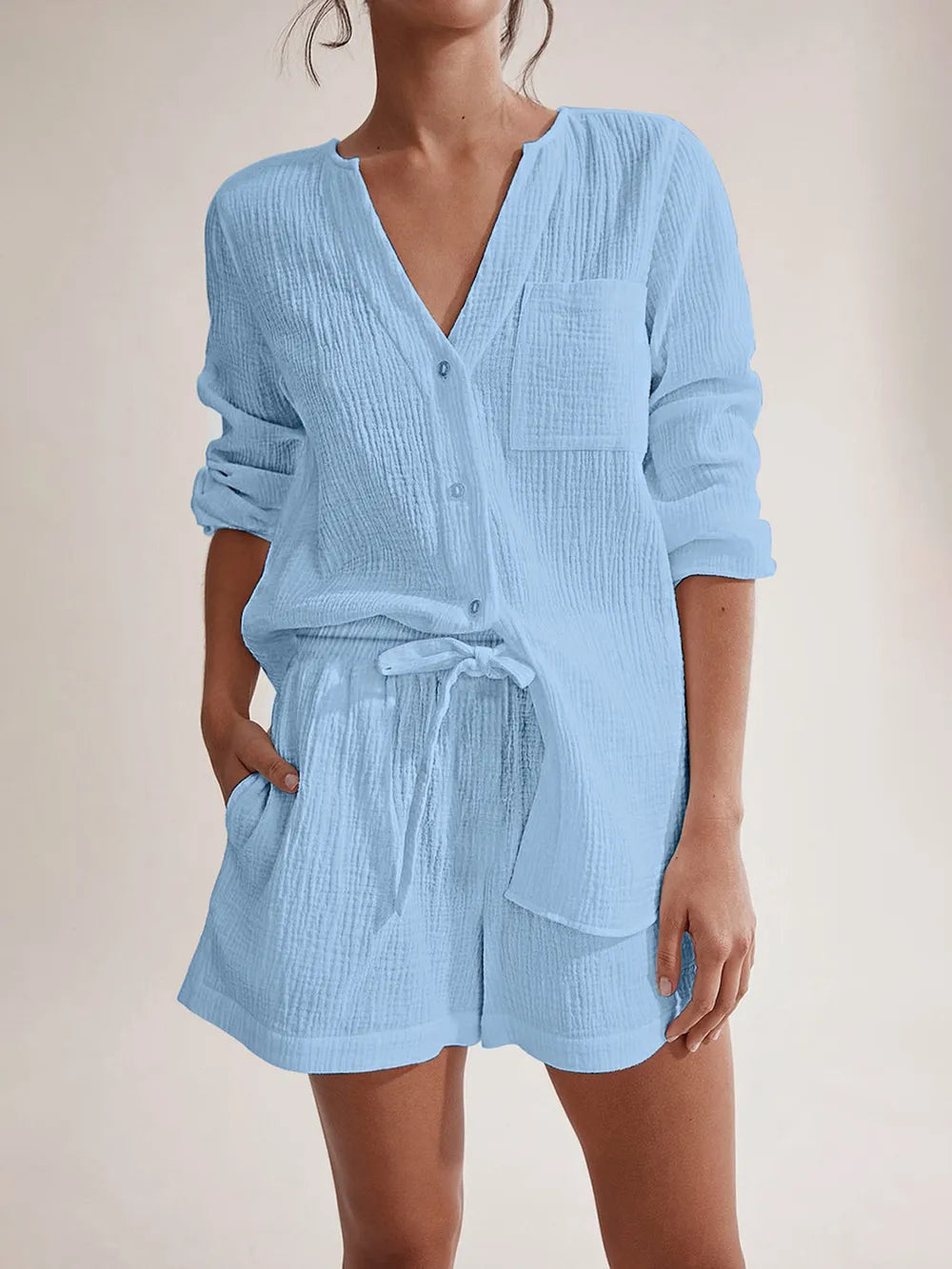 The Renée Long Sleeve Top and Shorts Set