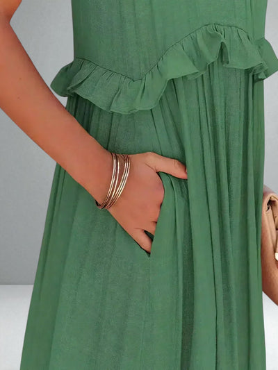 The Emilia Halter Ruffle Maxi Dress