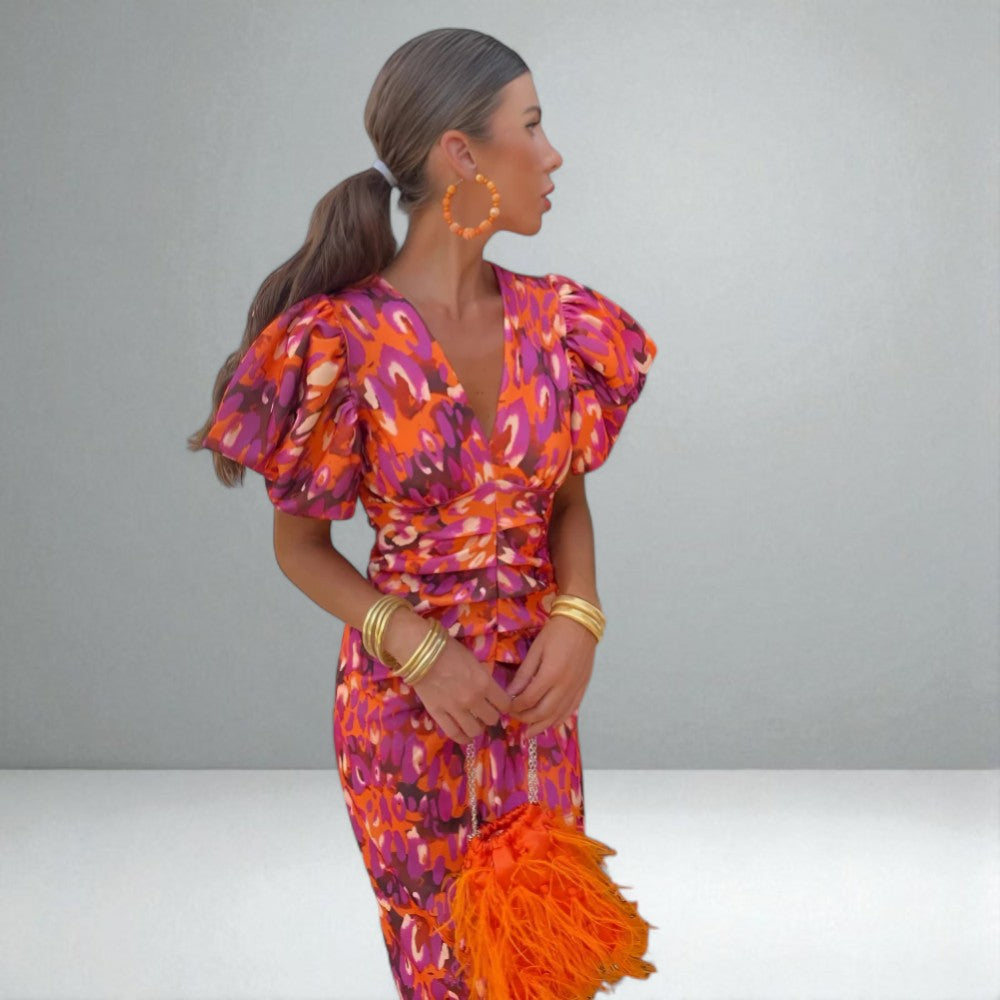 The Sienna Bold-Print Midi Dress