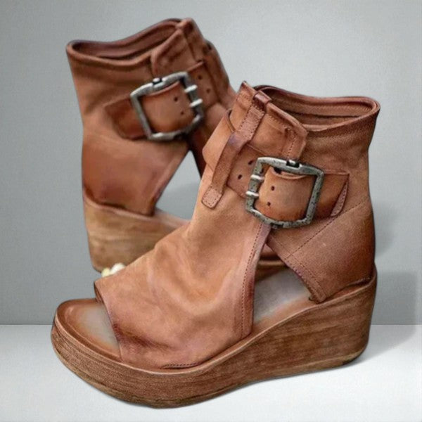 The Maribel Buckled Wedge Sandals