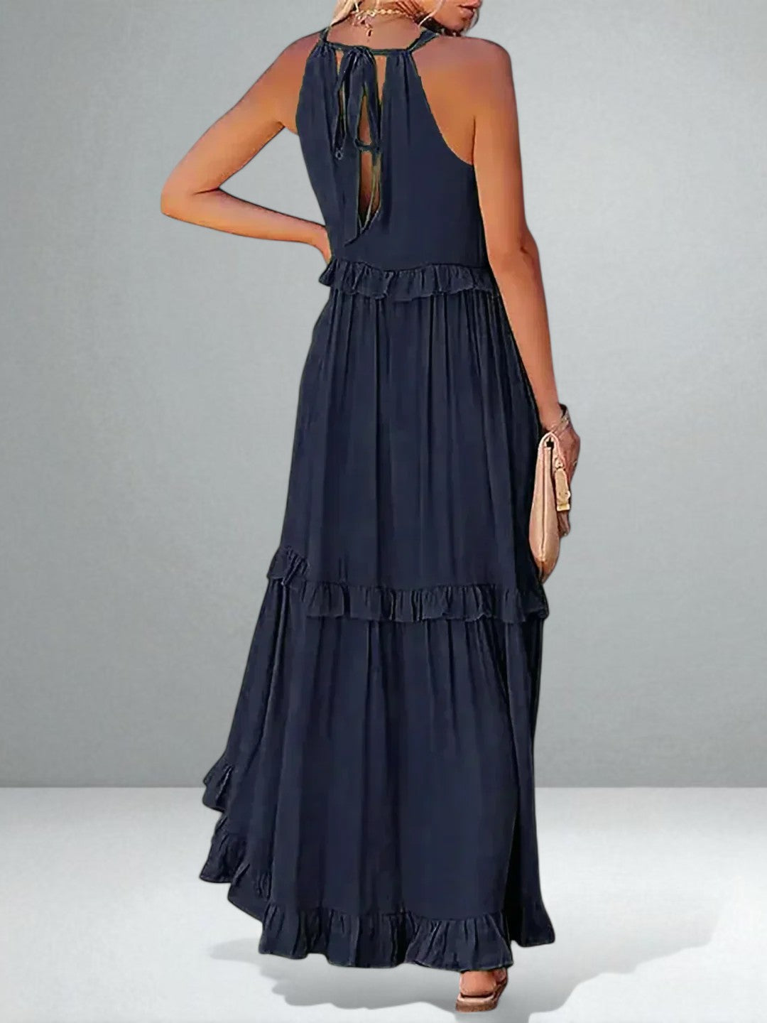 The Emilia Halter Ruffle Maxi Dress