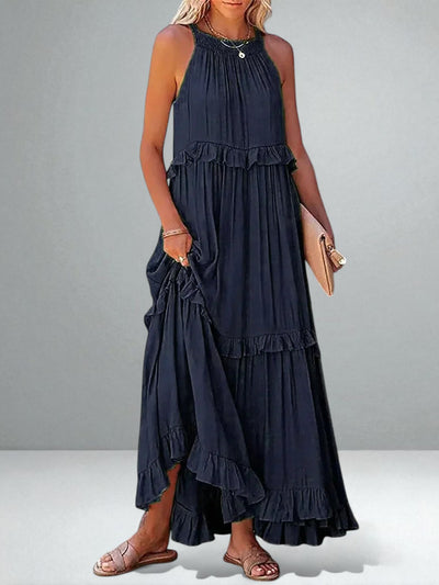 The Emilia Halter Ruffle Maxi Dress