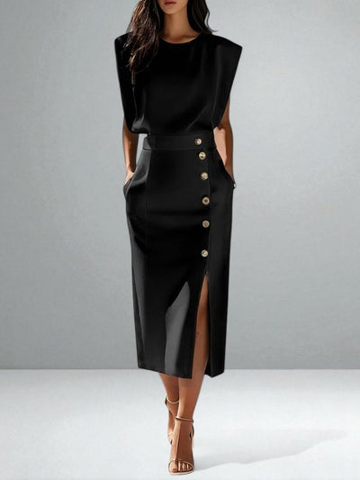 The Noemi Side-Slit Button Dress