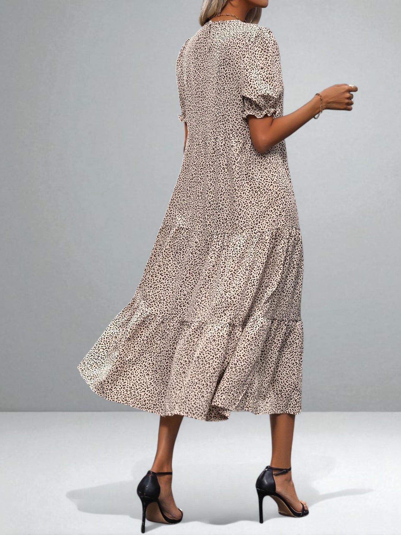 The Adelina Tiered Puff Sleeve Dress