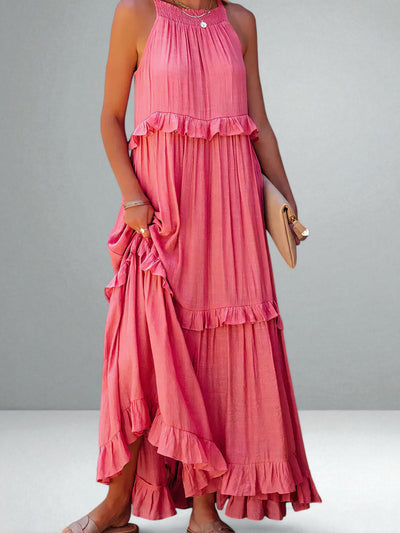 The Emilia Halter Ruffle Maxi Dress