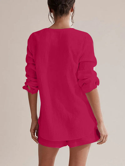The Renée Long Sleeve Top and Shorts Set