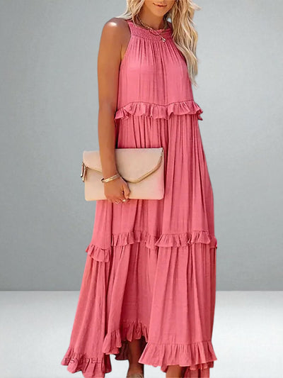 The Emilia Halter Ruffle Maxi Dress