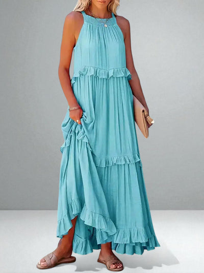 The Emilia Halter Ruffle Maxi Dress