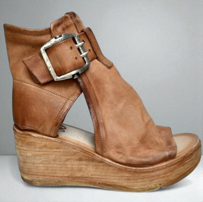 The Maribel Buckled Wedge Sandals