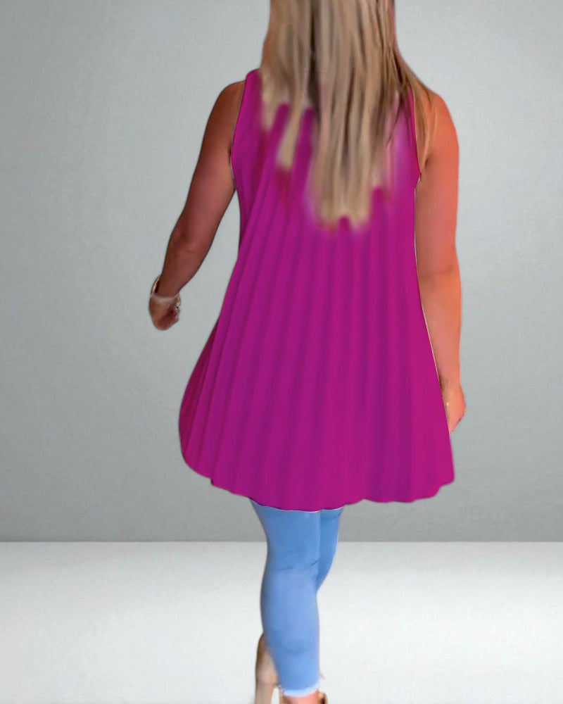 The Elise Sleeveless Ruffle Top with Lapels