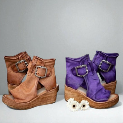 The Maribel Buckled Wedge Sandals