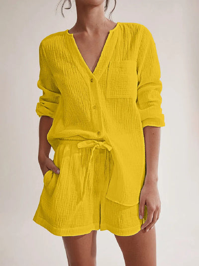 The Renée Long Sleeve Top and Shorts Set