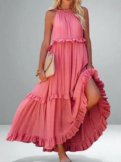 The Emilia Halter Ruffle Maxi Dress