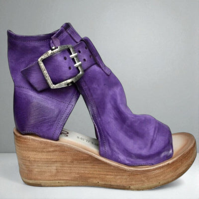 The Maribel Buckled Wedge Sandals