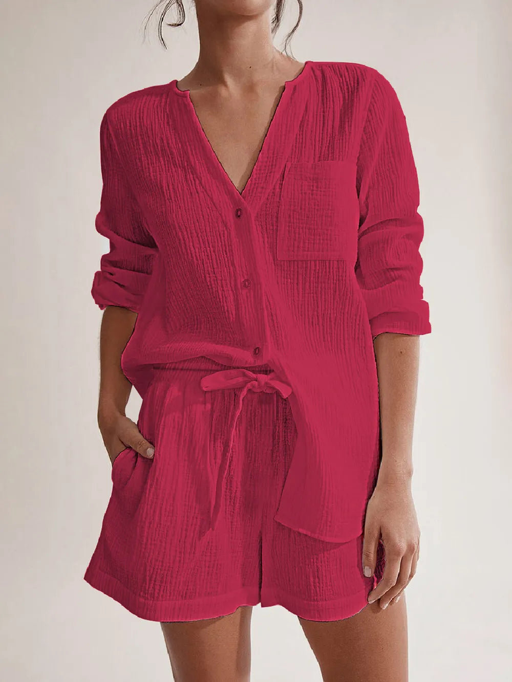 The Renée Long Sleeve Top and Shorts Set