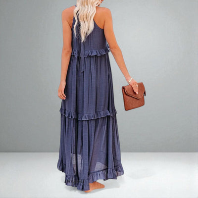 The Emilia Halter Ruffle Maxi Dress