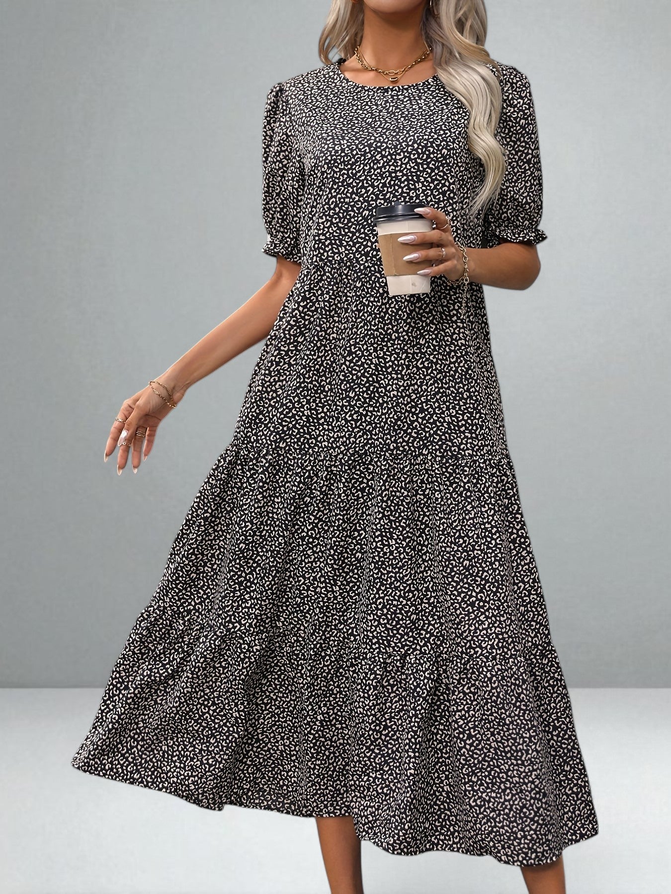 The Adelina Tiered Puff Sleeve Dress