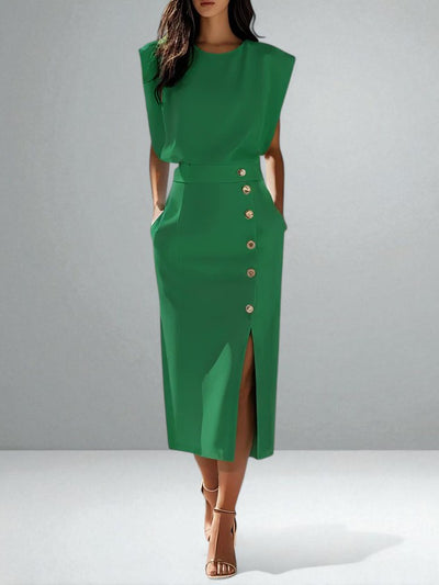 The Noemi Side-Slit Button Dress