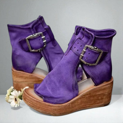 The Maribel Buckled Wedge Sandals
