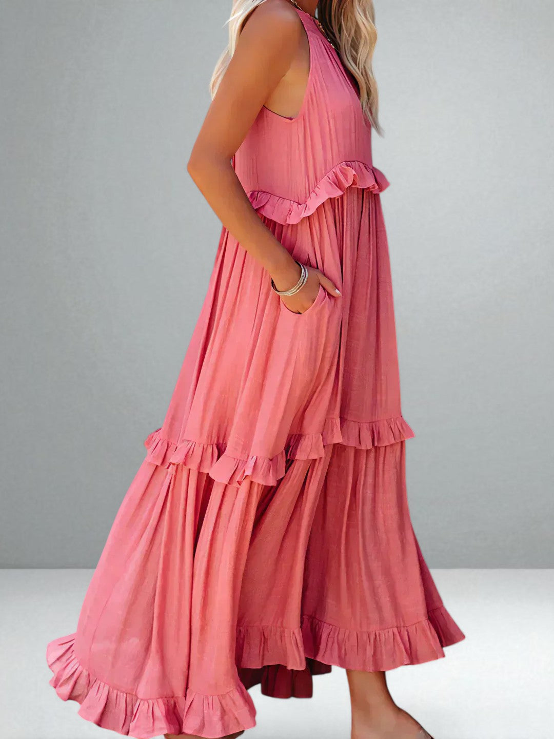 The Emilia Halter Ruffle Maxi Dress