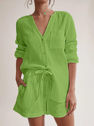 The Renée Long Sleeve Top and Shorts Set