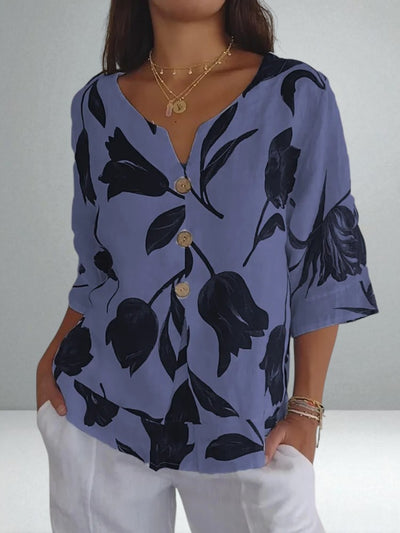 The Sarah Floral Button-Up Blouse