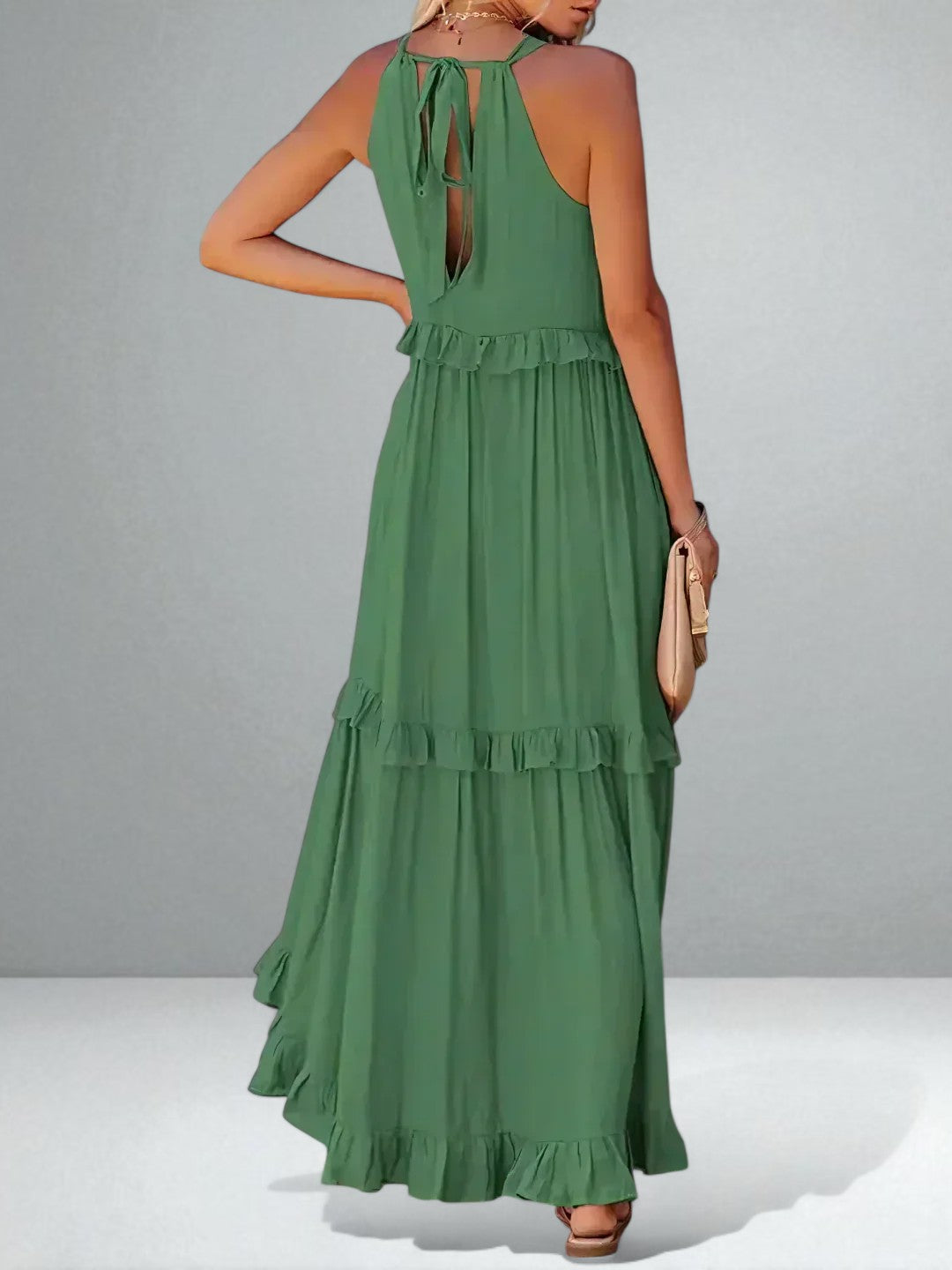 The Emilia Halter Ruffle Maxi Dress