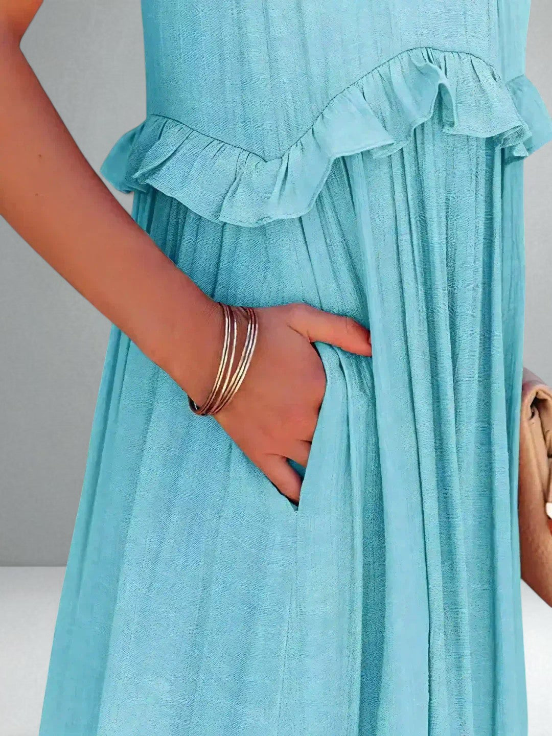 The Emilia Halter Ruffle Maxi Dress
