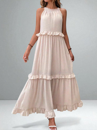 The Emilia Halter Ruffle Maxi Dress