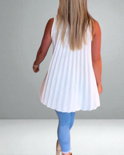 The Elise Sleeveless Ruffle Top with Lapels