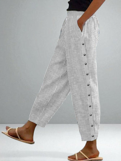 The Linaya Striped Button Pants