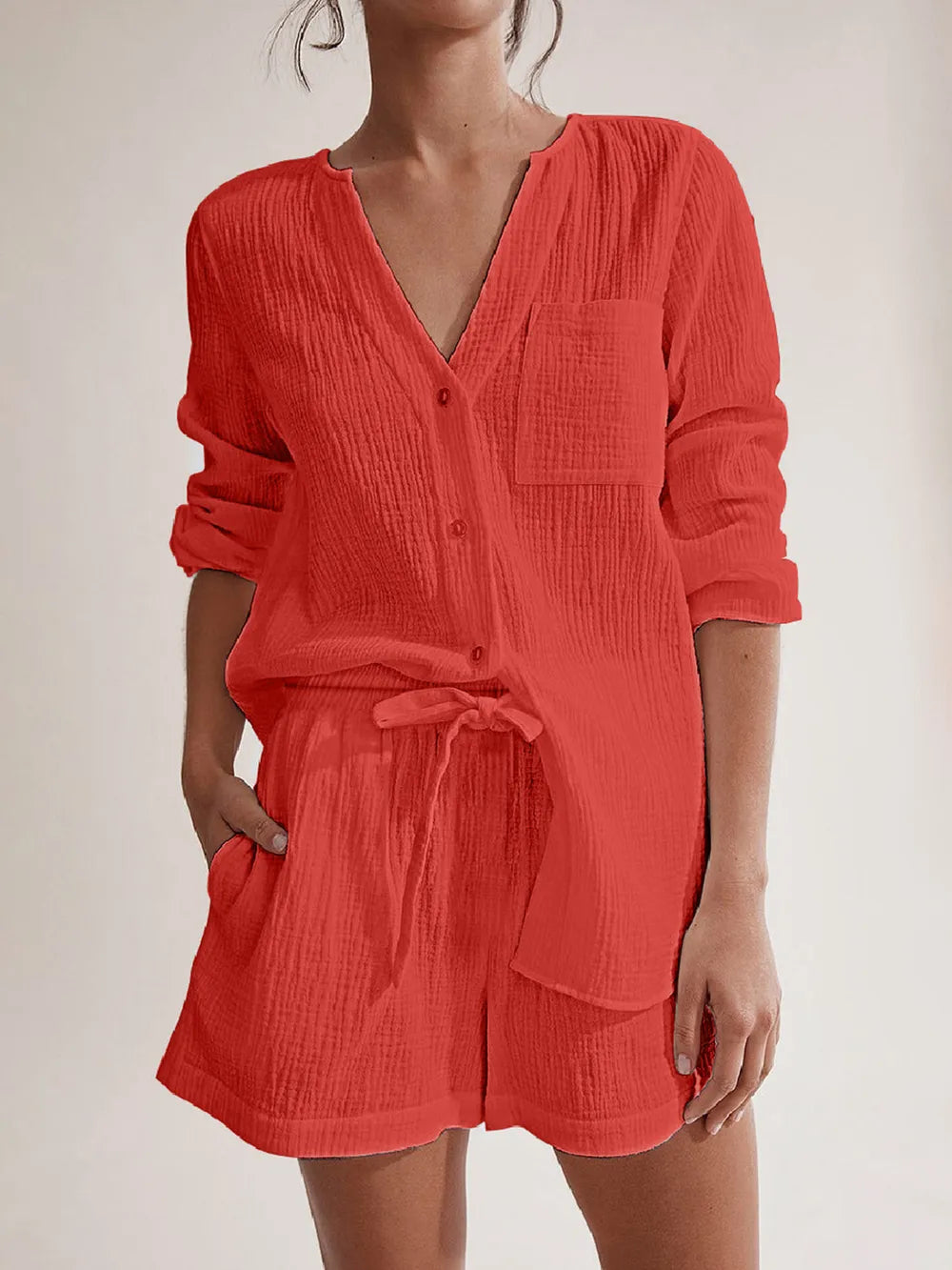 The Renée Long Sleeve Top and Shorts Set