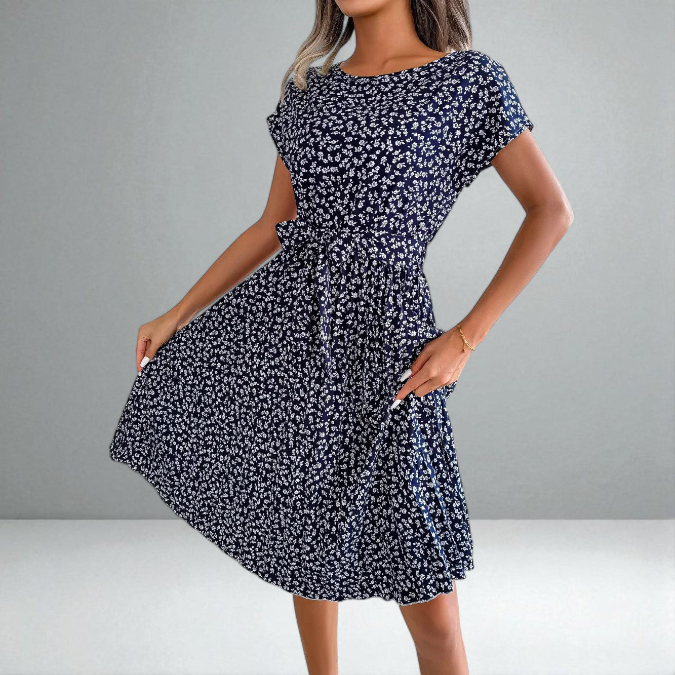 The Anabelle Floral Pleated Midi Dress