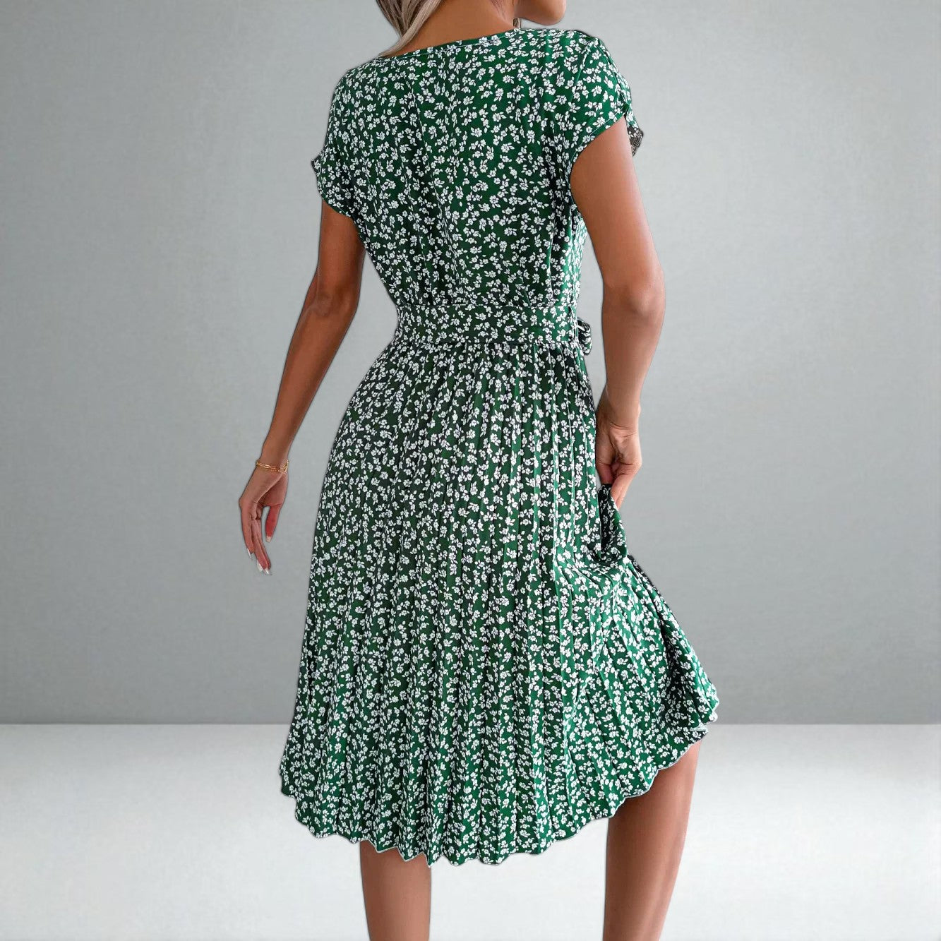 The Anabelle Floral Pleated Midi Dress