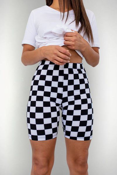 The Gia Checkered Biker Shorts