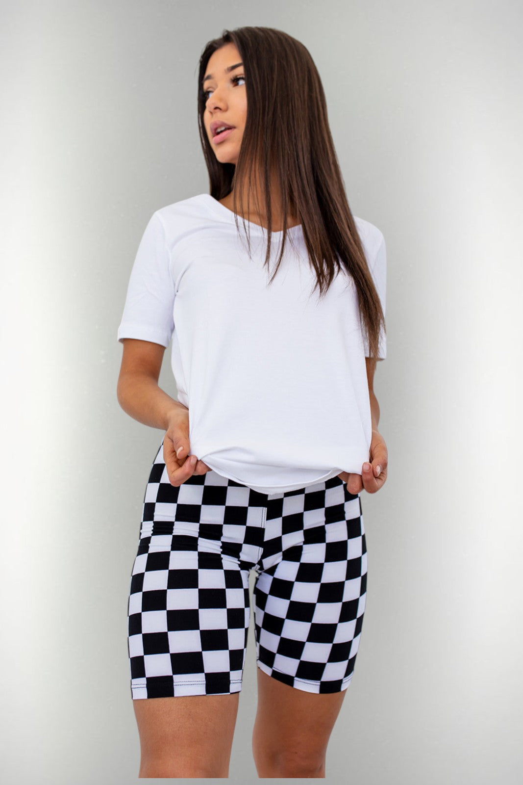 The Gia Checkered Biker Shorts