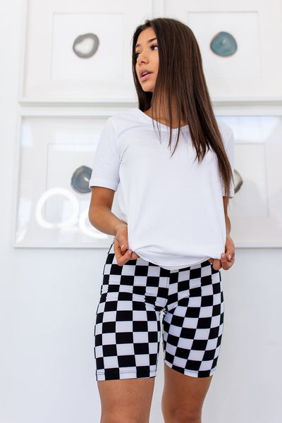 The Gia Checkered Biker Shorts