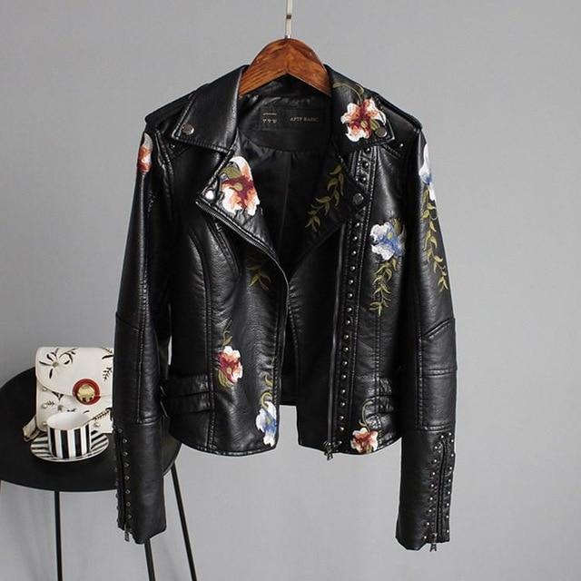 The Ella Embroidered Leather Jacket