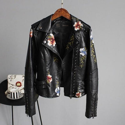 The Ella Embroidered Leather Jacket